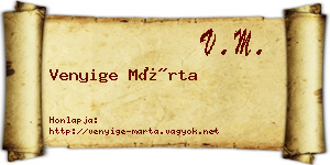 Venyige Márta névjegykártya